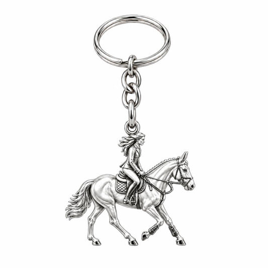 Equestrian Spirit Charm Keychain – silver, front view