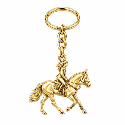 Equestrian Spirit Charm Keychain – 18K gold, front view