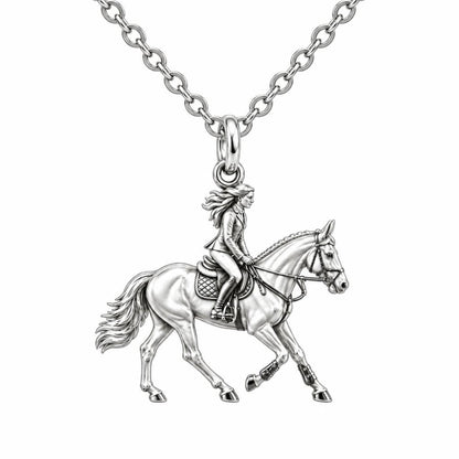 Equestrian Spirit Charm Necklace Set – silver, front view