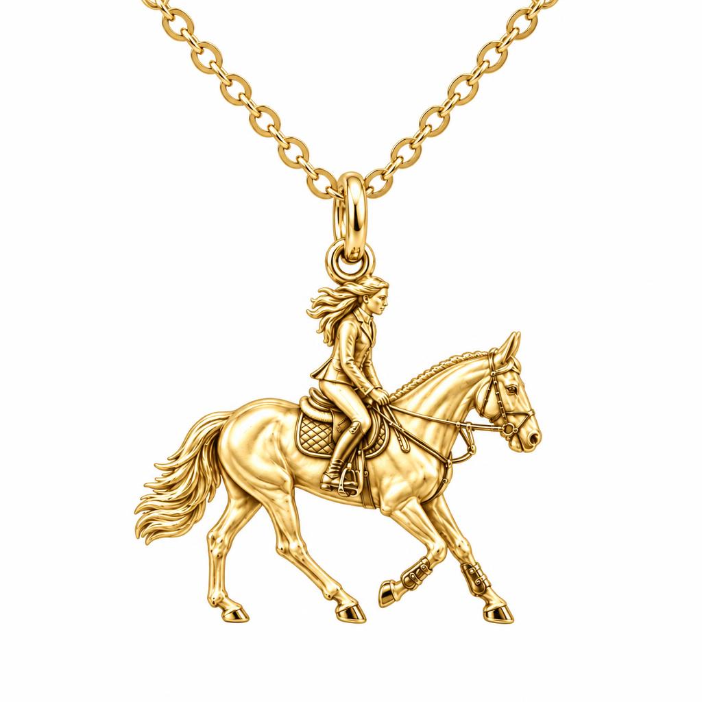 Equestrian Spirit Charm Necklace Set – 18K gold, front view