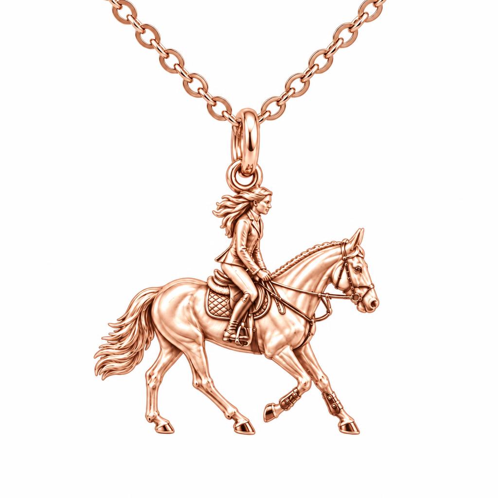Equestrian Spirit Charm Necklace Set – rose gold, front view