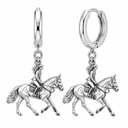 Equestrian Spirit Huggie Charm Earrings – silver, front view