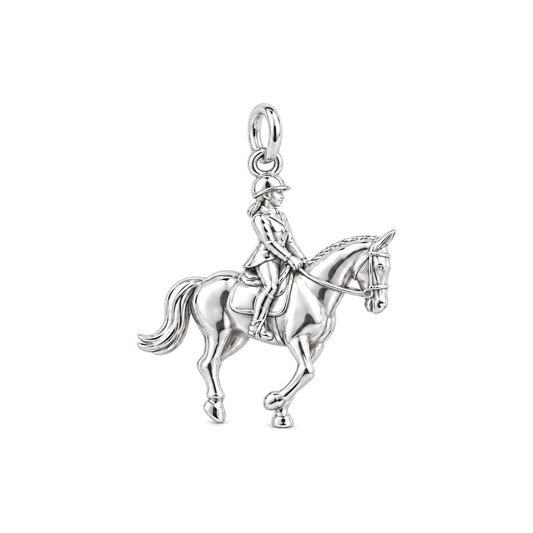 Equestrian Spirit Rider Charm Bracelet – Personalized Horse Mom Gift – silver charm, front view