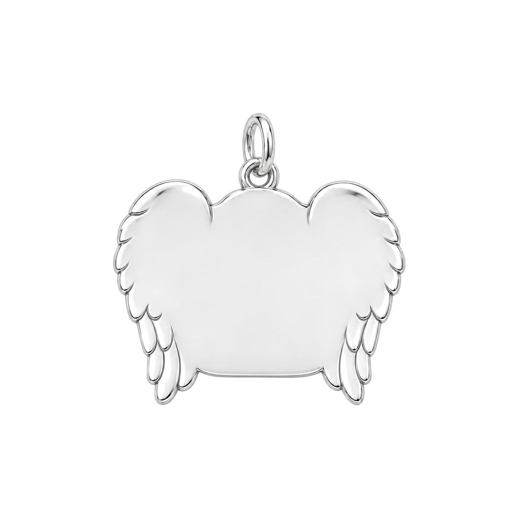 Eternal Angel Wings Charm Bracelet – Personalized Memorial Gift – back of the charm, engraving area