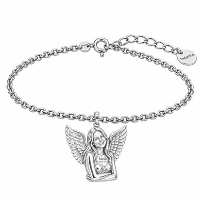 Eternal Angel Wings Charm Bracelet Set – silver, front view