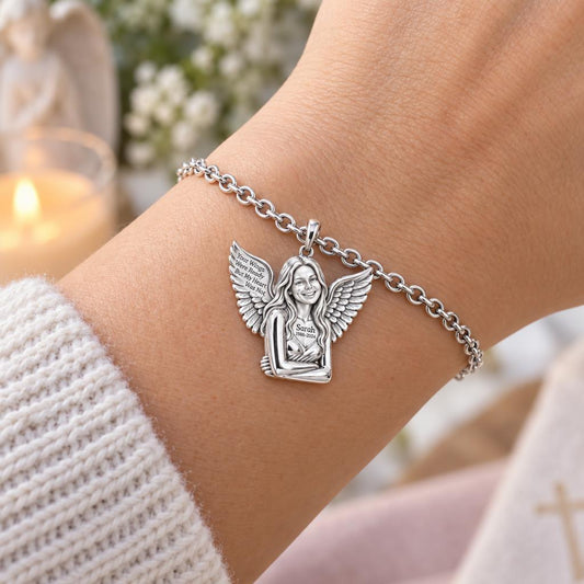 Eternal Angel Wings Charm Bracelet Set – worn / in use