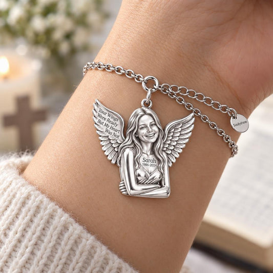 Eternal Angel Wings Charm Bracelet Set – worn / in use