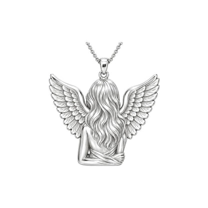Eternal Angel Wings Charm Keychain – back of the charm, engraving area