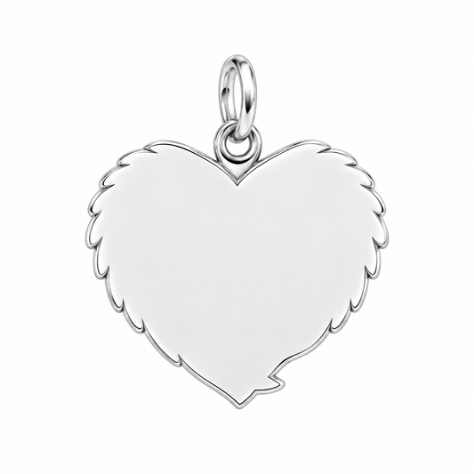 Eternal Angel Wings Heart Charm Bracelet – Personalized Dog Mom Gift – back of the charm, engraving area