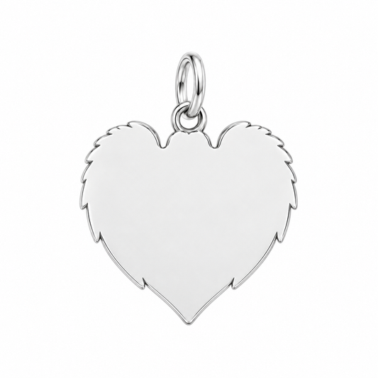 Eternal Angel Wings Heart Charm Bracelet – Personalized Pet Mom Gift – back of the charm, engraving area