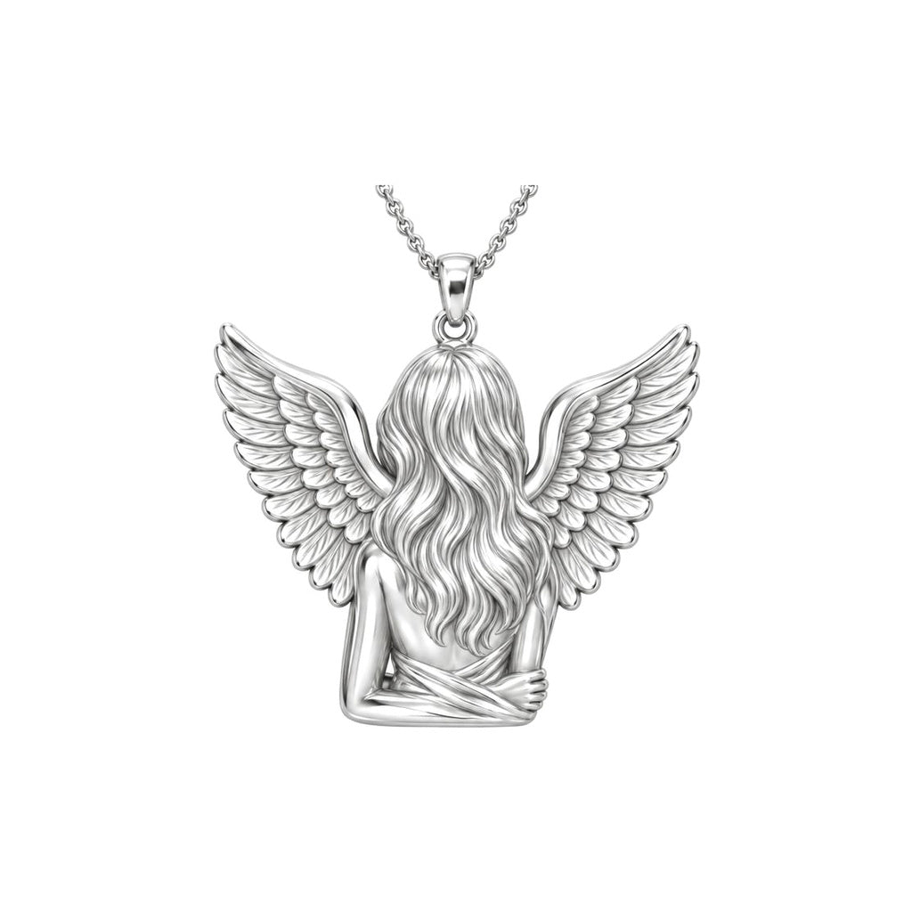 Eternal Angel Wings Huggie Charm Earrings – back of the charm, engraving area