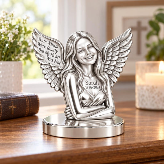 Eternal Angel Wings Keepsake Plaque – worn / in use