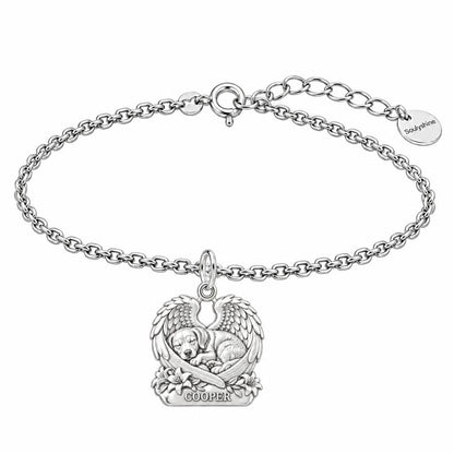 Eternal Angel Wings Pup Charm Bracelet Set – silver, front view