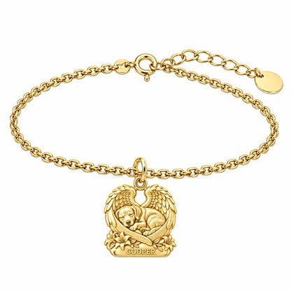 Eternal Angel Wings Pup Charm Bracelet Set – 18K gold, front view