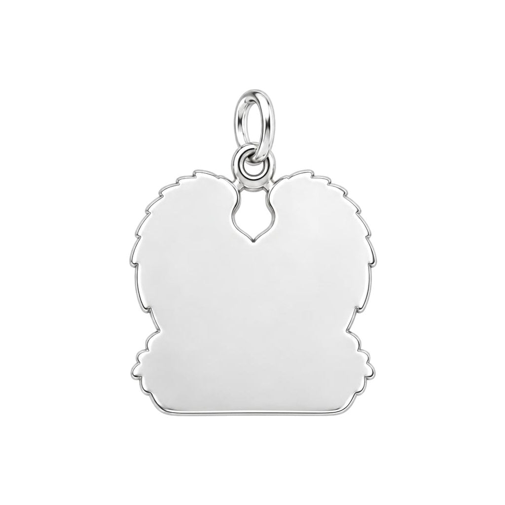 Eternal Angel Wings Pup Charm Keychain – back of the charm, engraving area