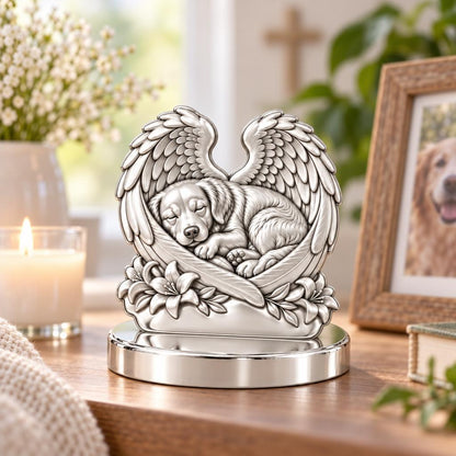 Eternal Angel Wings Pup Keepsake Plaque – worn / in use