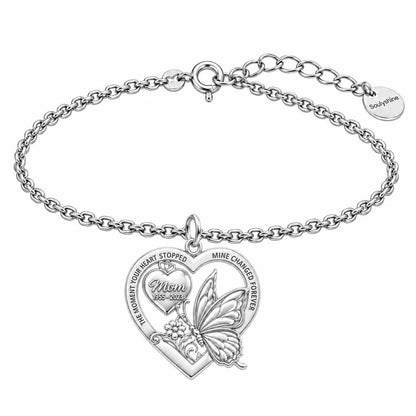 Eternal Butterfly Heart Charm Bracelet Set – silver, front view