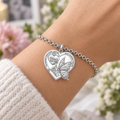 Eternal Butterfly Heart Charm Bracelet Set – worn / in use