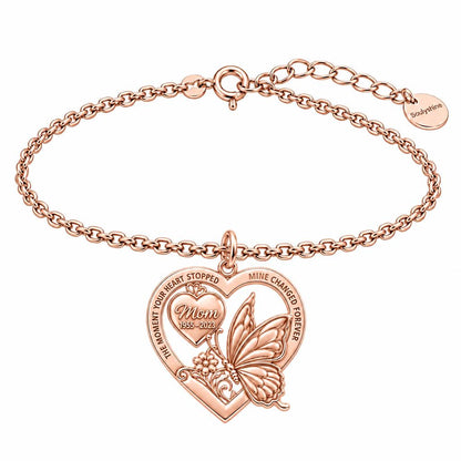 Eternal Butterfly Heart Charm Bracelet Set – rose gold, front view