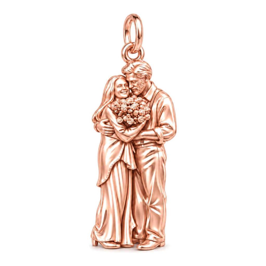 Eternal Couple Bouquet Charm Bracelet – Personalized Couple Gift – rose gold charm, front view