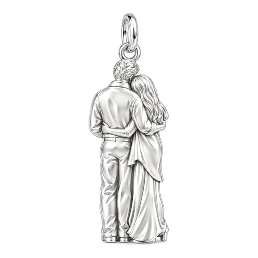Eternal Couple Bouquet Charm Bracelet – Personalized Couple Gift – back of the charm, engraving area
