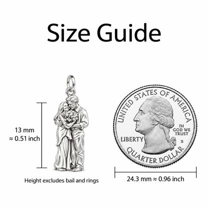 Eternal Couple Bouquet Charm Bracelet – Personalized Couple Gift – size guide, 13 mm charm next to a quarter