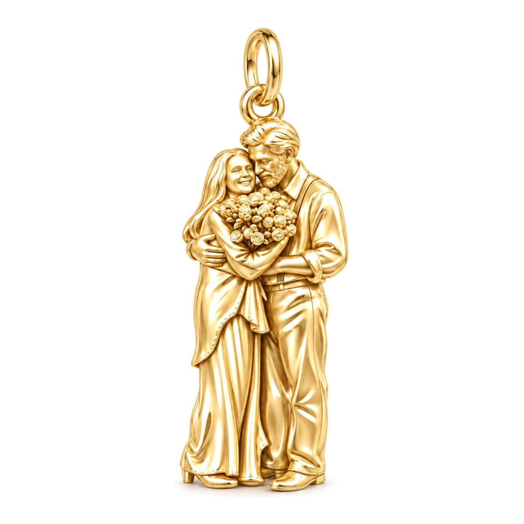 Eternal Couple Bouquet Charm Bracelet – Personalized Couple Gift – 18K gold charm, front view