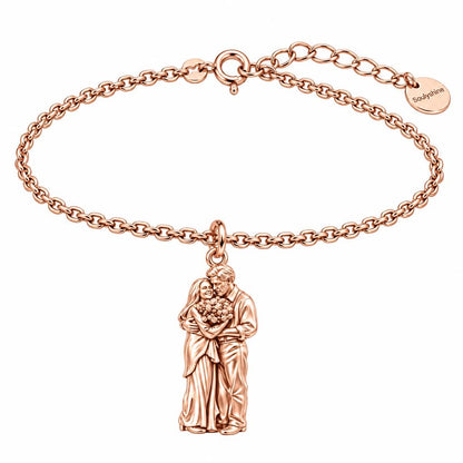 Eternal Couple Bouquet Charm Bracelet Set – rose gold, front view