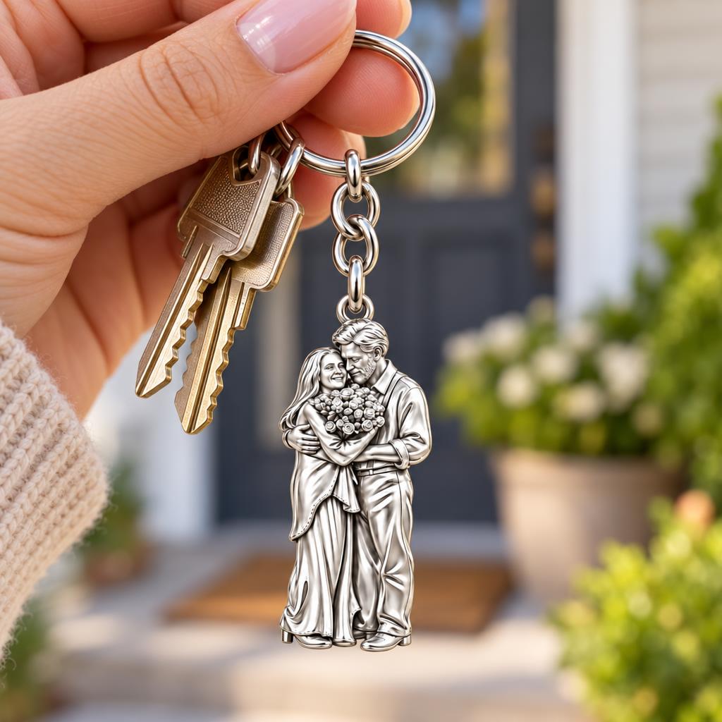 Eternal Couple Bouquet Charm Keychain – worn / in use