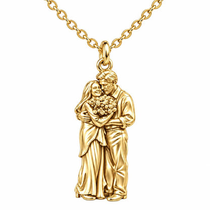 Eternal Couple Bouquet Charm Necklace Set – 18K gold, front view