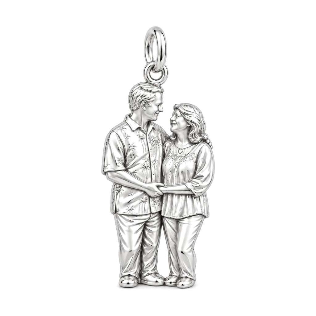 Eternal Couple Likeness Charm Bracelet – Personalized Couple Gift – silver charm, front view