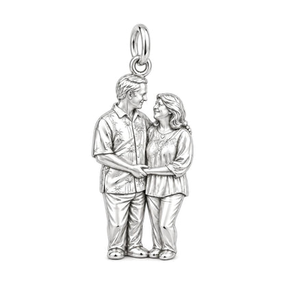 Eternal Couple Likeness Charm Bracelet – Personalized Couple Gift – silver charm, front view