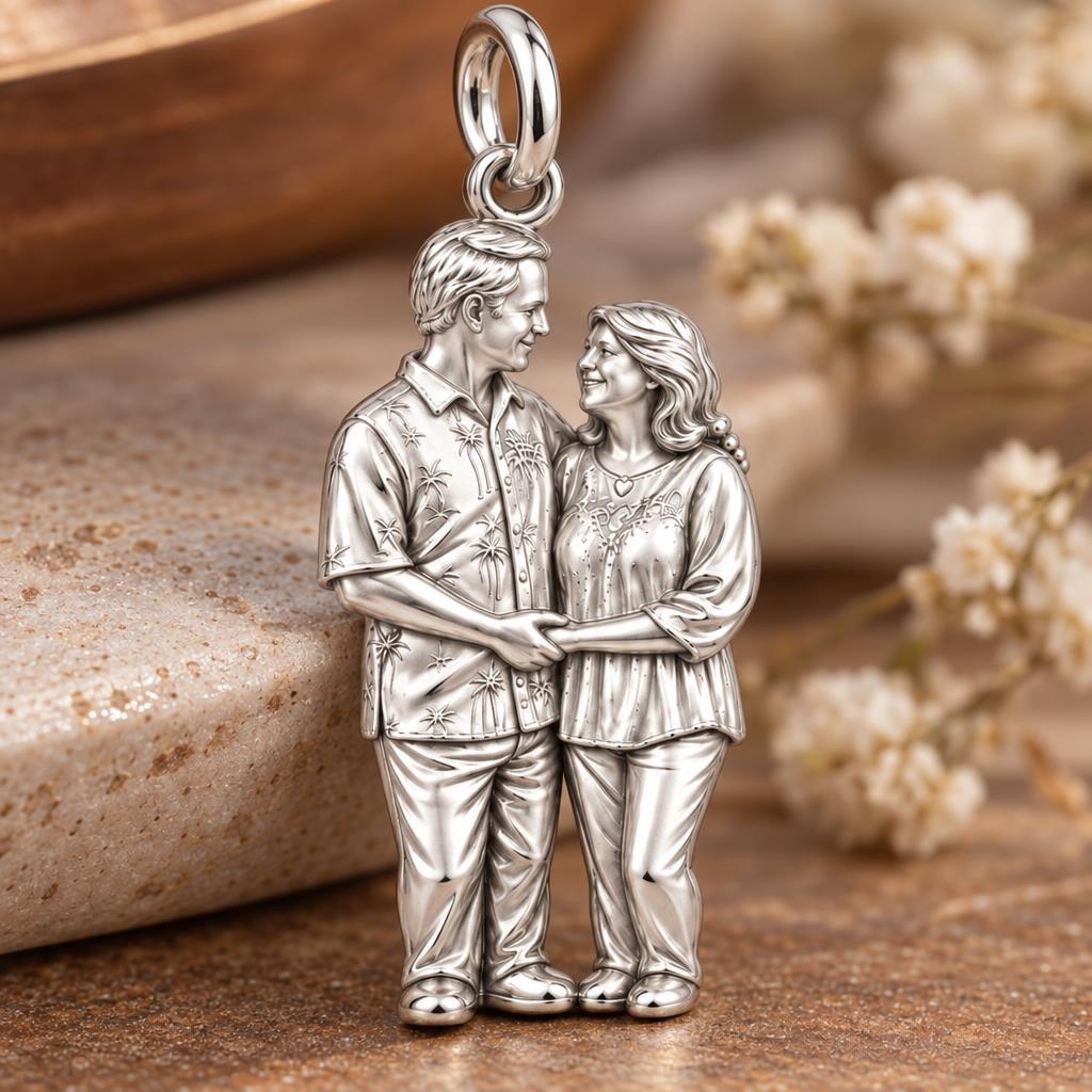 Eternal Couple Likeness Charm Bracelet – Personalized Couple Gift – macro detail of the charm
