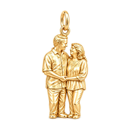Eternal Couple Likeness Charm Bracelet – Personalized Couple Gift – 18K gold charm, front view