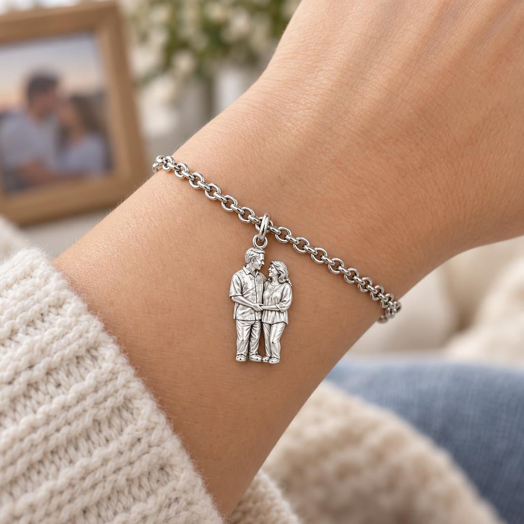 Eternal Couple Likeness Charm Bracelet Set – worn / in use
