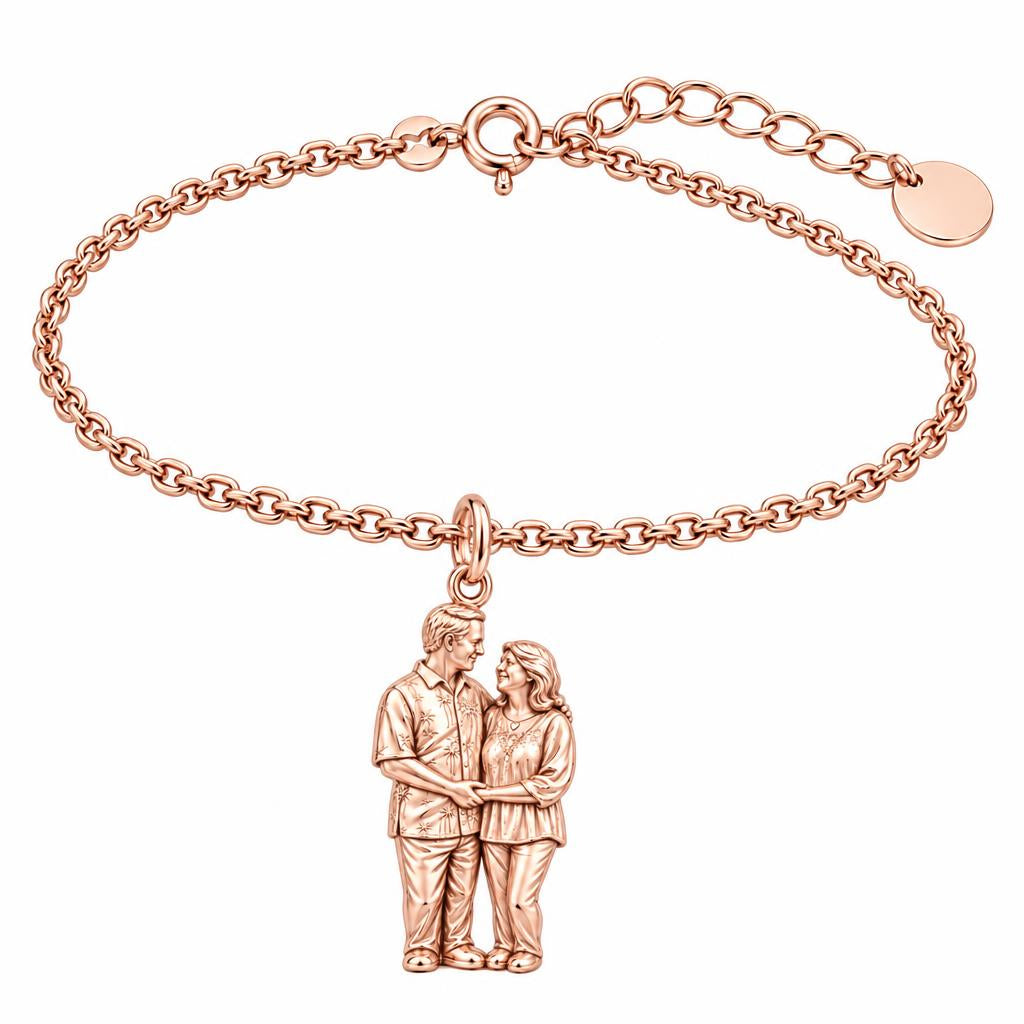 Eternal Couple Likeness Charm Bracelet Set – rose gold, front view