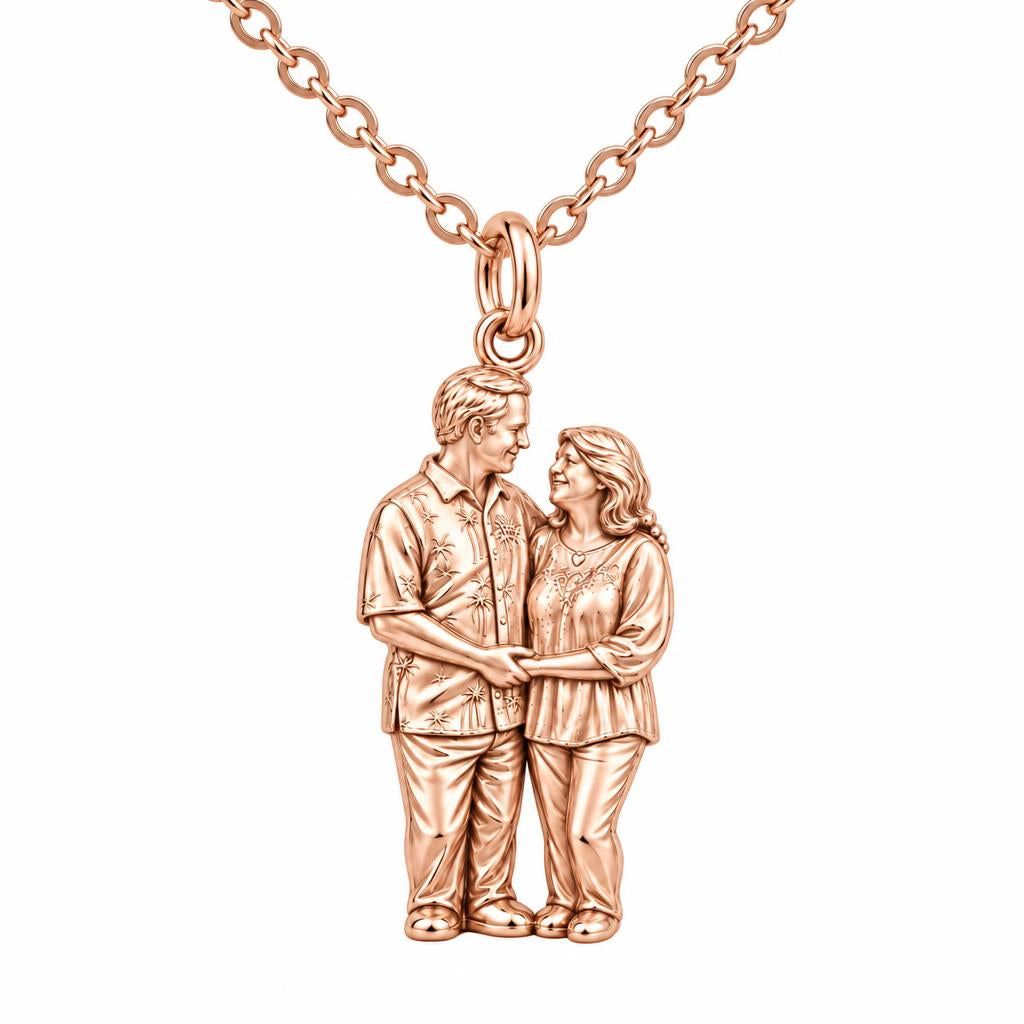 Eternal Couple Likeness Charm Necklace Set – rose gold, front view