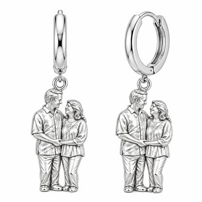 Eternal Couple Likeness Huggie Charm Earrings – silver, front view