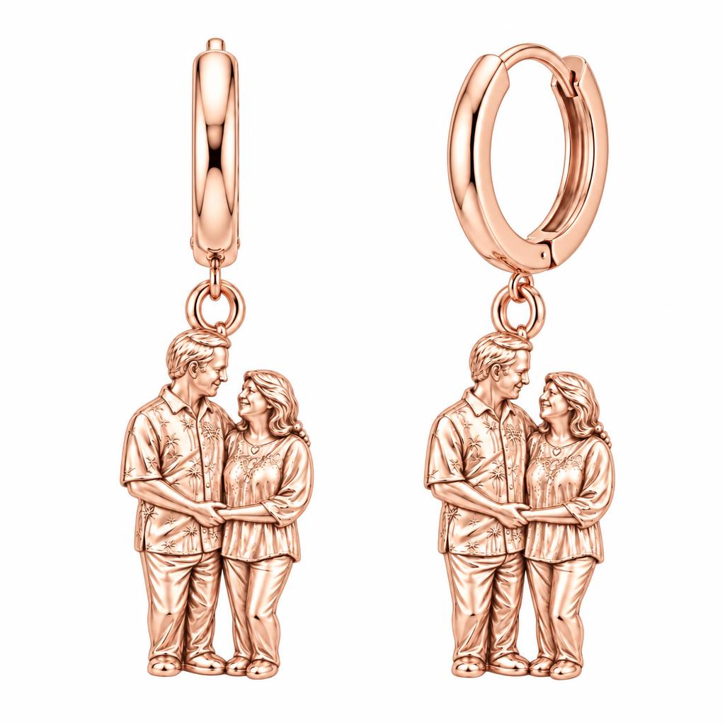 Eternal Couple Likeness Huggie Charm Earrings – rose gold, front view