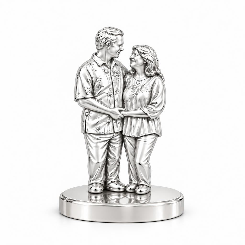 Eternal Couple Likeness Keepsake Plaque – silver, front view
