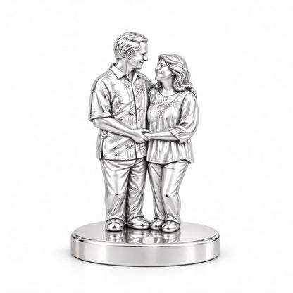 Eternal Couple Likeness Keepsake Plaque – silver, front view