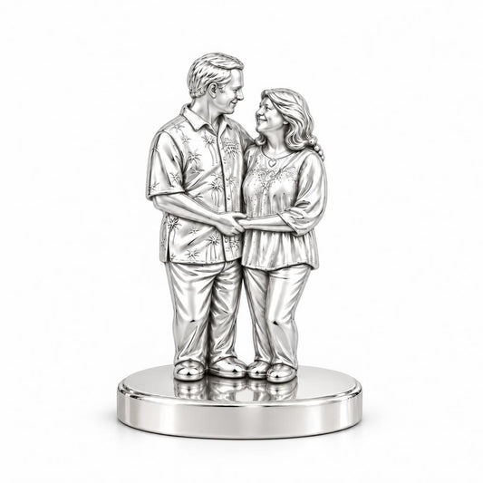 Eternal Couple Likeness Keepsake Plaque – silver, front view