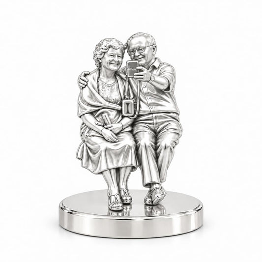 Eternal Couple Selfie Keepsake Plaque – silver, front view