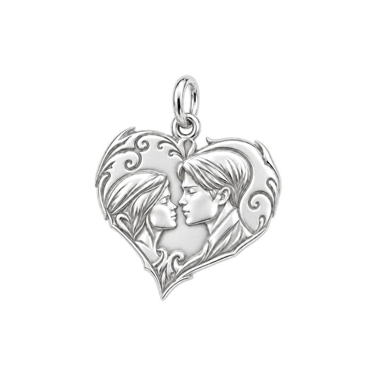 Eternal Devotion Heart Charm Bracelet – Personalized Couple Gift – silver charm, front view