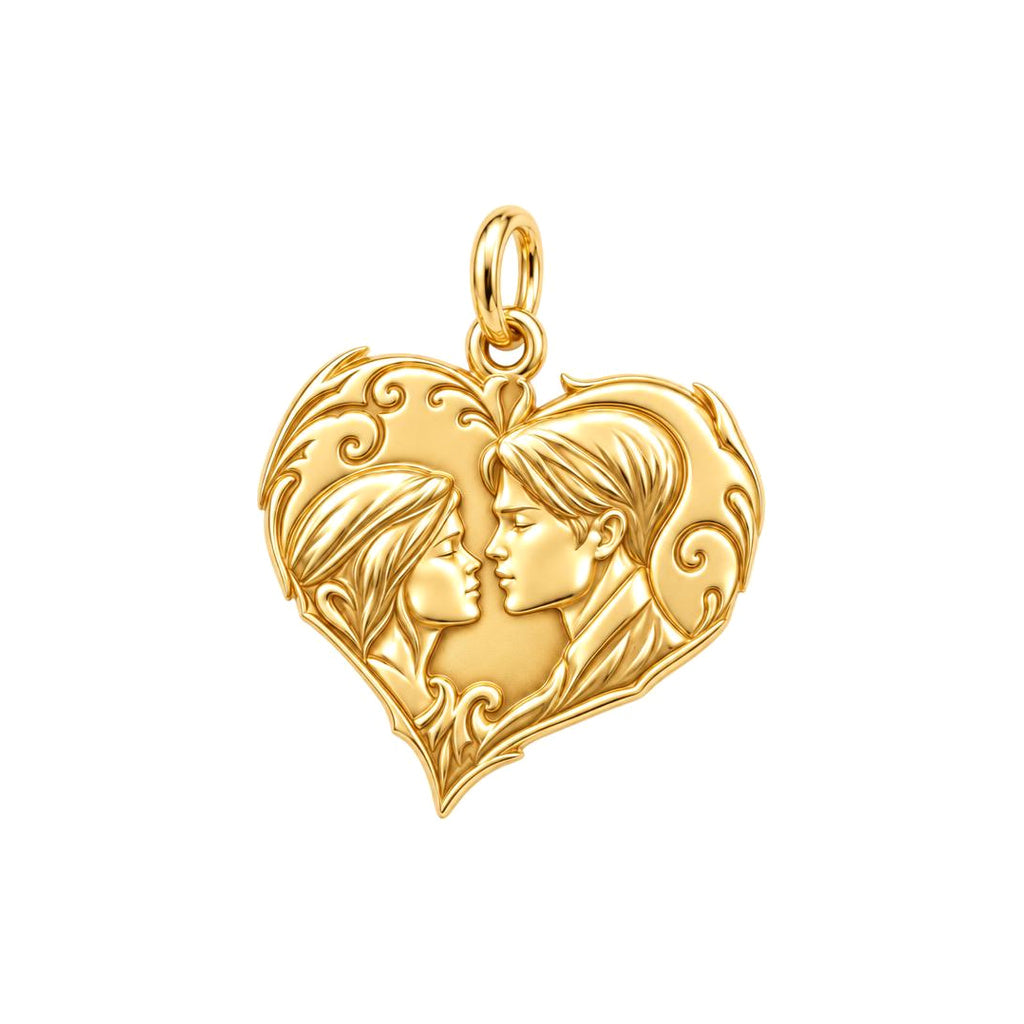 Eternal Devotion Heart Charm Bracelet – Personalized Couple Gift – 18K gold charm, front view
