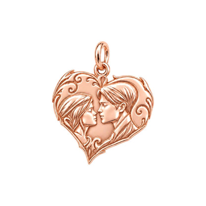 Eternal Devotion Heart Charm Bracelet – Personalized Couple Gift – rose gold charm, front view