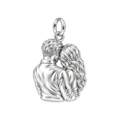 Eternal Devotion Portrait Charm Bracelet – Personalized Couple Gift – back of the charm, engraving area