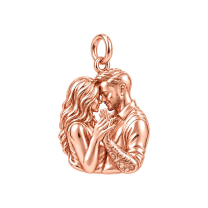 Eternal Devotion Portrait Charm Bracelet – Personalized Couple Gift – rose gold charm, front view