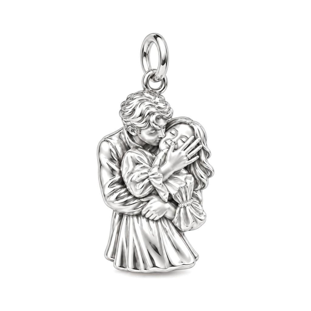 Eternal Embrace Charm Bracelet – Personalized Couple Gift – silver charm, front view