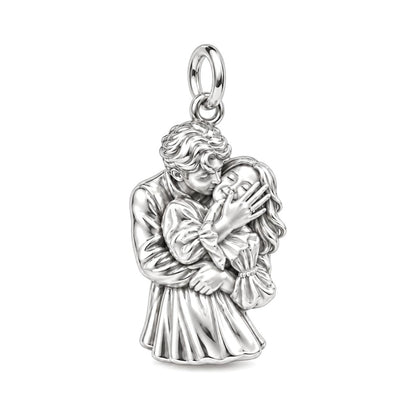 Eternal Embrace Charm Bracelet – Personalized Couple Gift – silver charm, front view